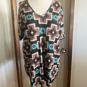 Crazy Train Brown Boxy Tunic Top